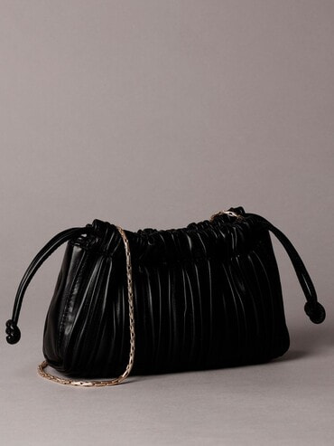 ショルダーバッグ - メタルロゴドローストリングバッグ