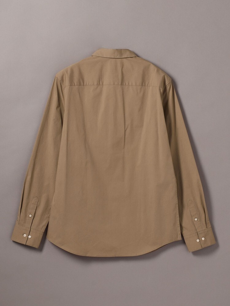 シャツ - ロングスリーブソリッドストレッチスリムシャツ