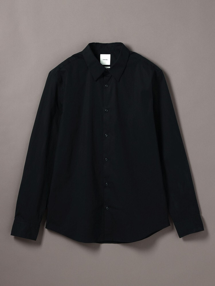 シャツ - ロングスリーブソリッドストレッチスリムシャツ 19