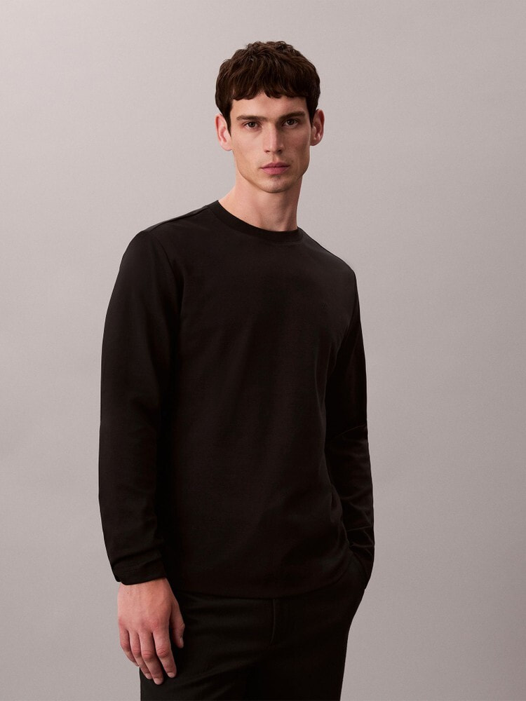 CKJK カルバンクライン ジョングク 長袖Tシャツ +ショッパーつき 長袖Tシャツ - ロングスリーブインターロックコットンクルーネックT