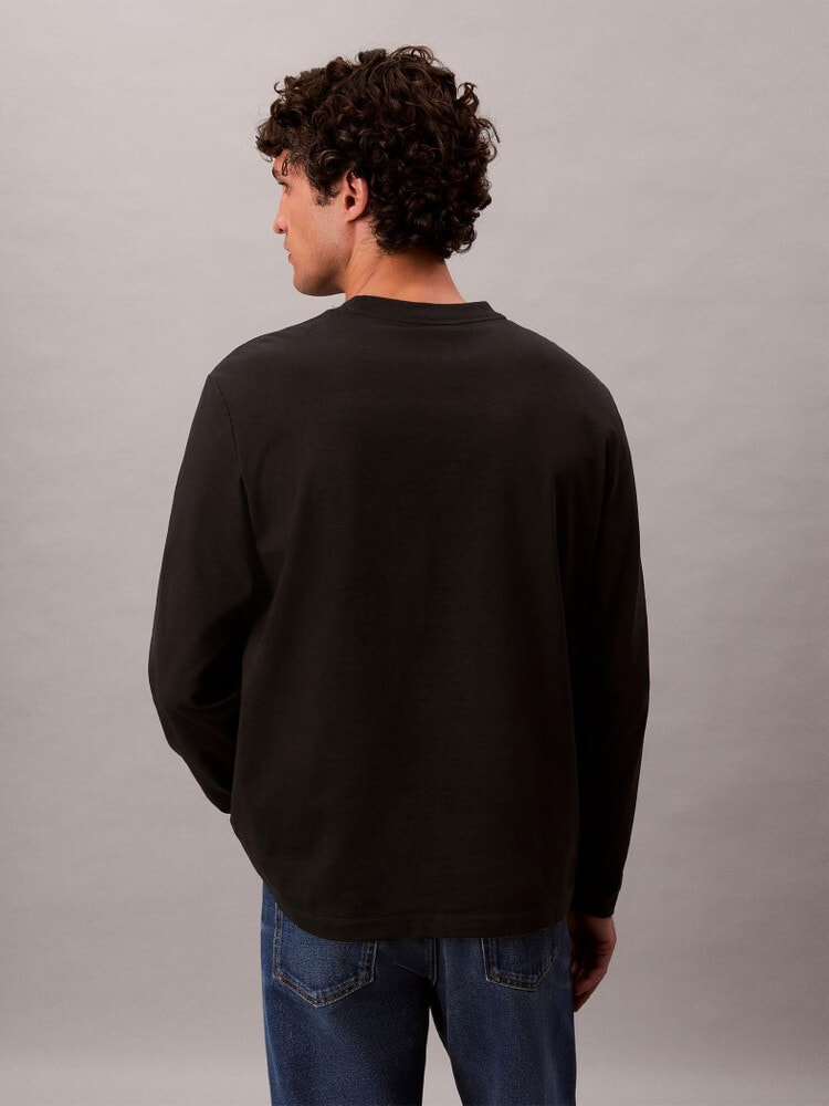 Tシャツ - ロングスリーブリラックススタンダードロゴクルーネックTシャツR 3