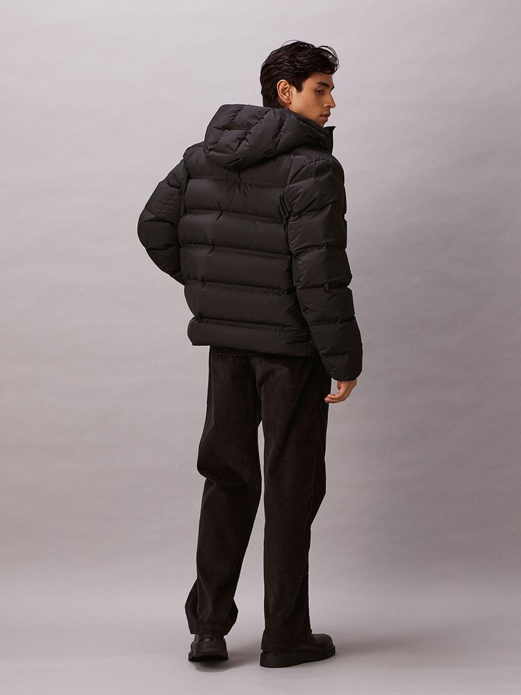 ダウンジャケット - キルティングフーデッドダウンジャケット