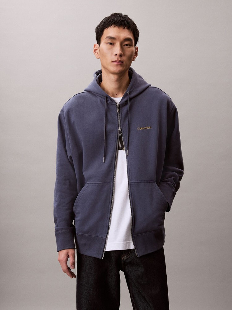 美品 カルバンクラインジーンズ フード収納 ジップ ステンカラーコート ブラック 美品 カルバンクラインジーンズ フード収納 ジップ ステンカラーコート