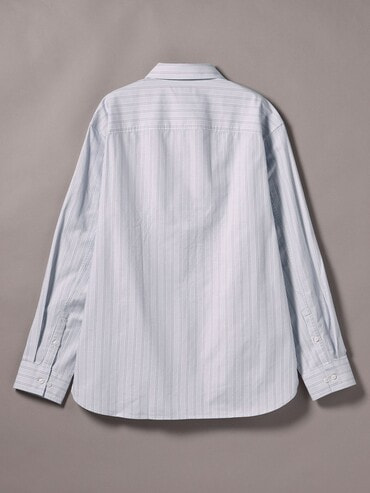 カルバンクライン 長袖シャツ XL 紺 ストライプ モデルフィット