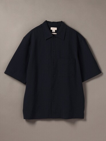 【 】CK JEANS シアサッカーリネンシャツ★送料無料 シアサッカー7分袖シャツ｜MEN｜251ISB30-334E｜AZUL BY MOUSSY