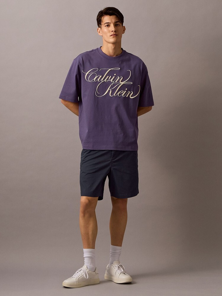 Tシャツ - ショートスリーブラウンドネックリブTシャツ