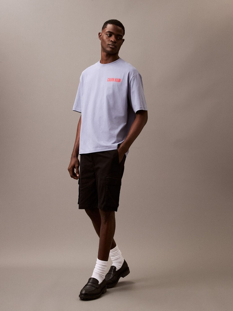 Tシャツ - ロゴプリントショートスリーブクルーネックTシャツ