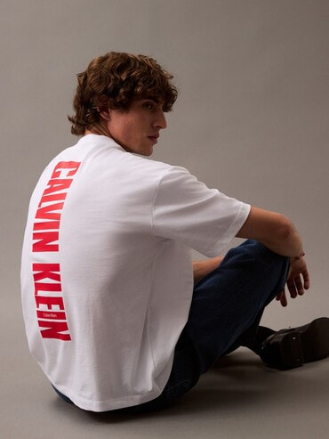 Tシャツ - ロゴプリントショートスリーブクルーネックTシャツ