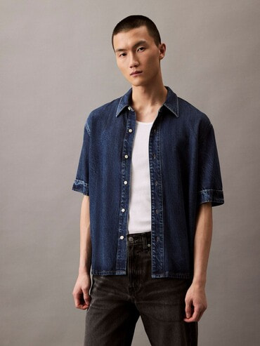 2点以上でさらに10%OFF】デニムシャツ - テンセルデニムショート