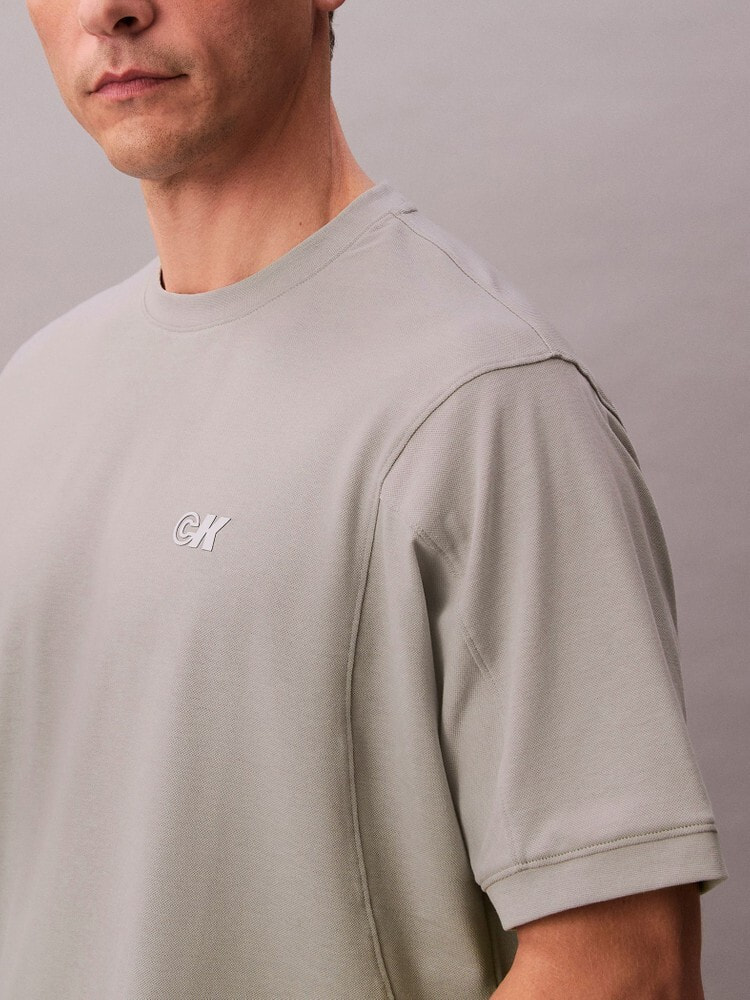 Tシャツ - ショートスリーブピケクルーネックジャージーTシャツ