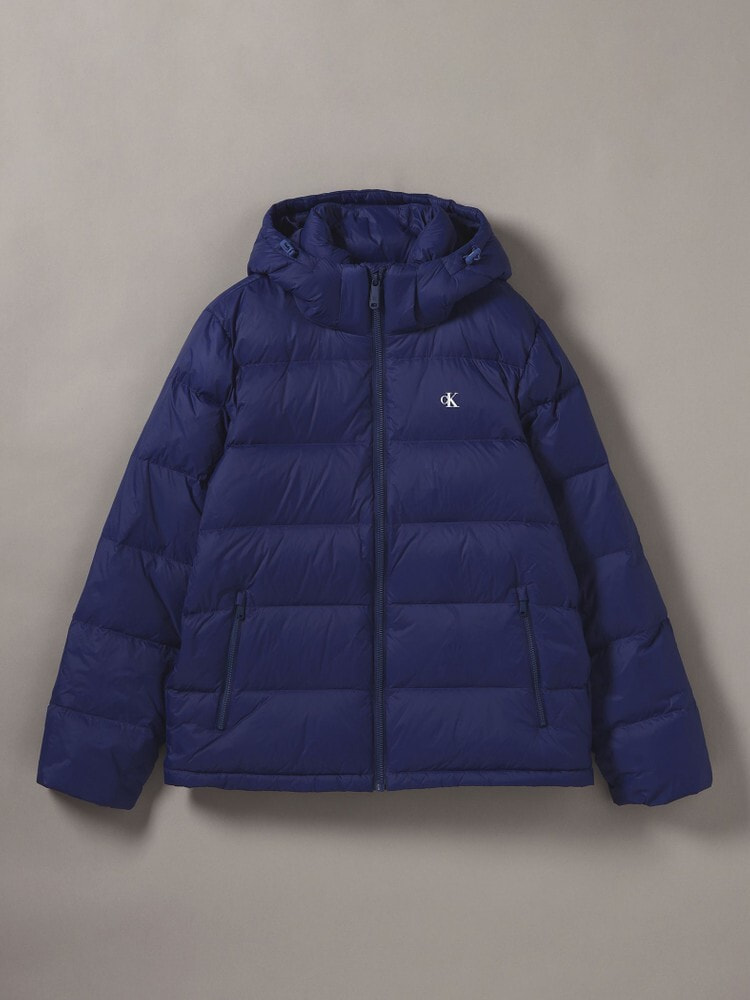 ダウンジャケット - ナイロンジップアップフーデッドダウンジャケット