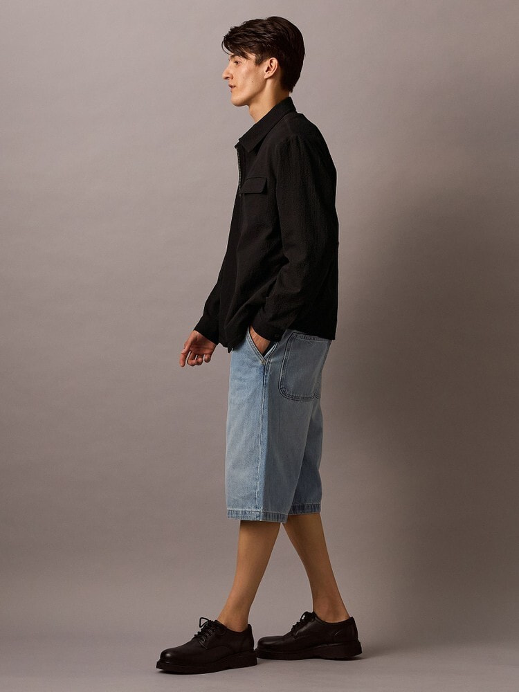 カルバンクラインジーンズ　刻印 パッチロゴ　ブラックデニムハーフパンツ　W25. 90s メキシコ製 Calvin Kleinカルバンクライン EASY FIT