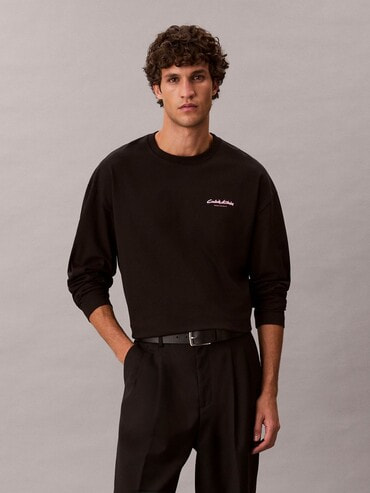 ◎売り切れました◎カルバンクラインのロングスリ―ブT シャツ 長袖Tシャツ - グラフィックロゴオーバーサイズロングスリーブTシャツ