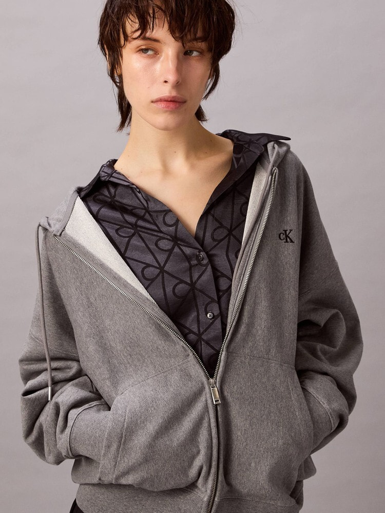 パーカー - ロングスリーブテリーモノグラムパーカー | カルバン