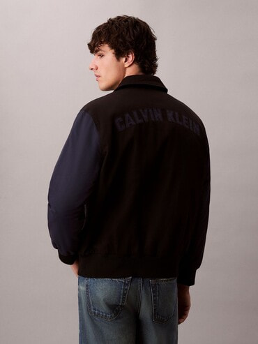 ジャケット - ロングスリーブコットンナイロンバーシティブルゾン