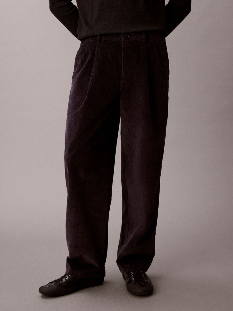 パンツ - コーデュロイプリーツハーフエラスティックパンツ | カルバン