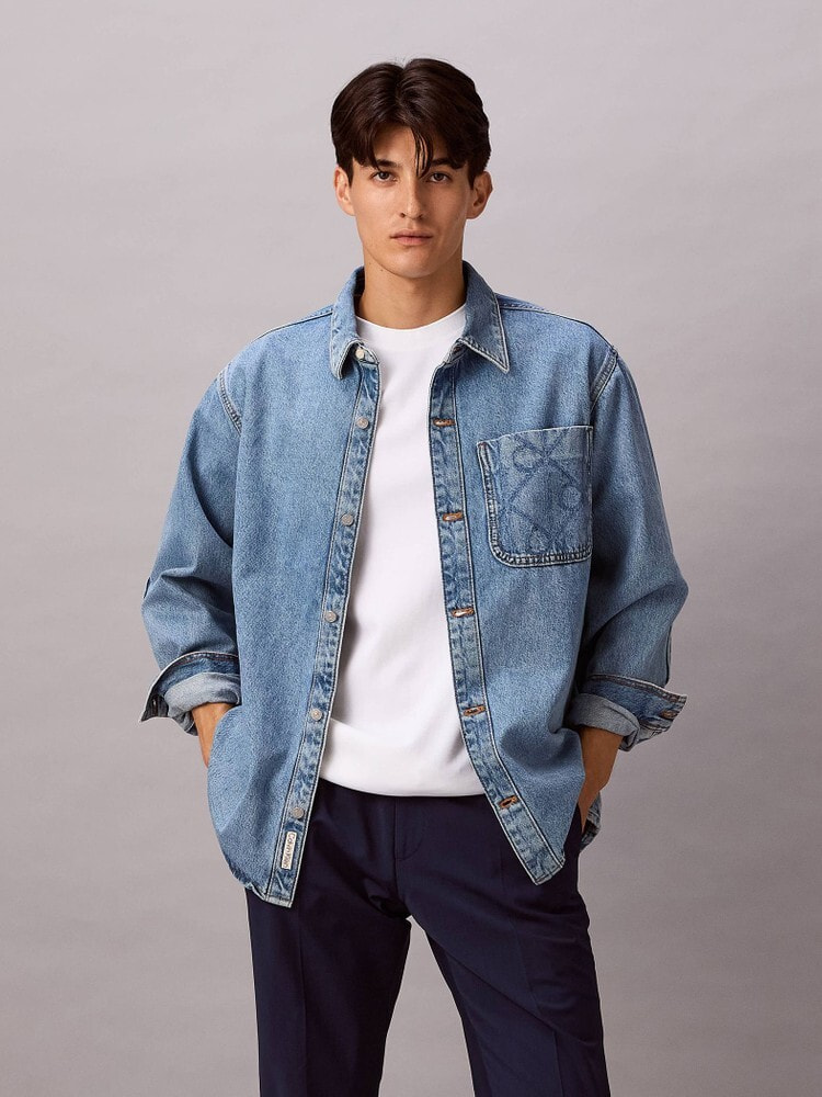 シャツ - 90s エンブレムモノグラムデニムシャツ 7