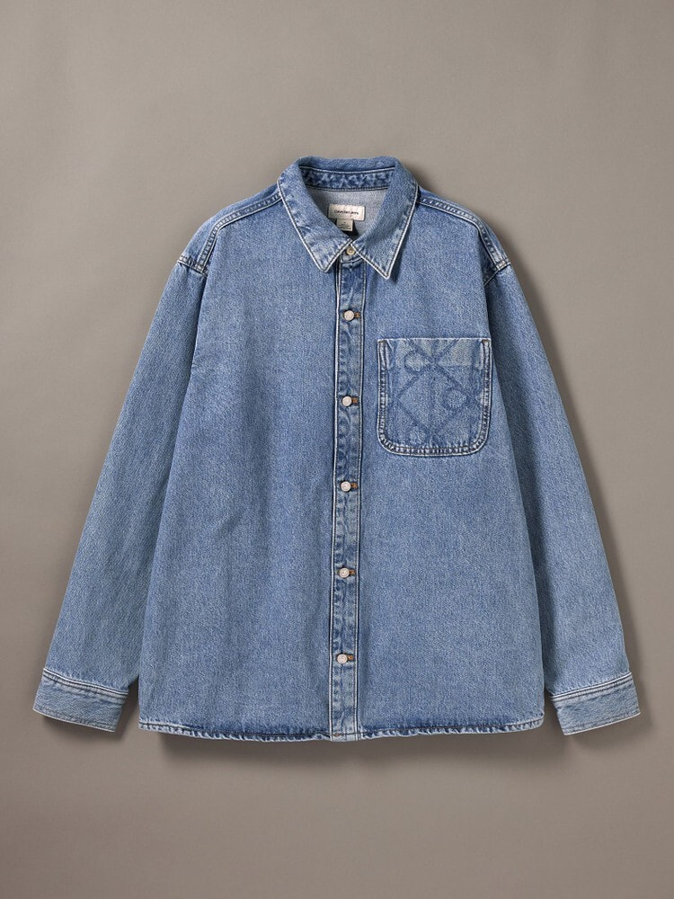 シャツ - 90s エンブレムモノグラムデニムシャツ 17