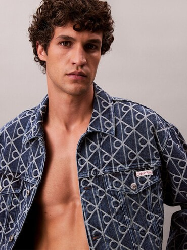 ジャケット - 90s インディゴエンブレムジャカードジャケット