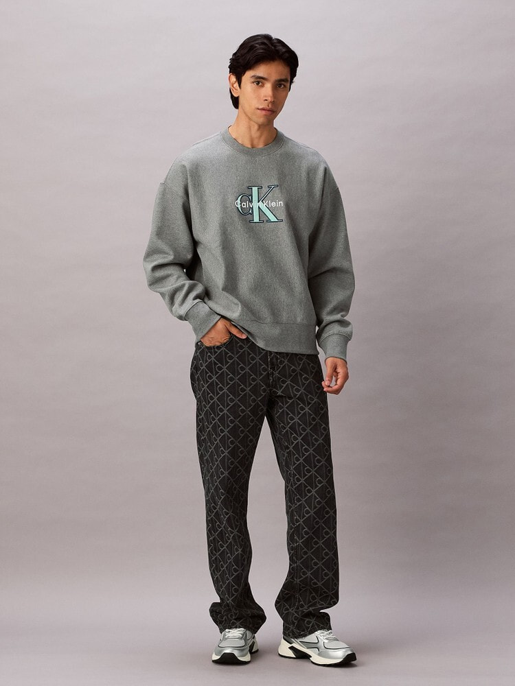 スウェット - プレミアムテリーカラーモノグラムクルーネック