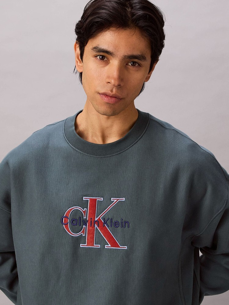 スウェット - プレミアムテリーカラーモノグラムクルーネック