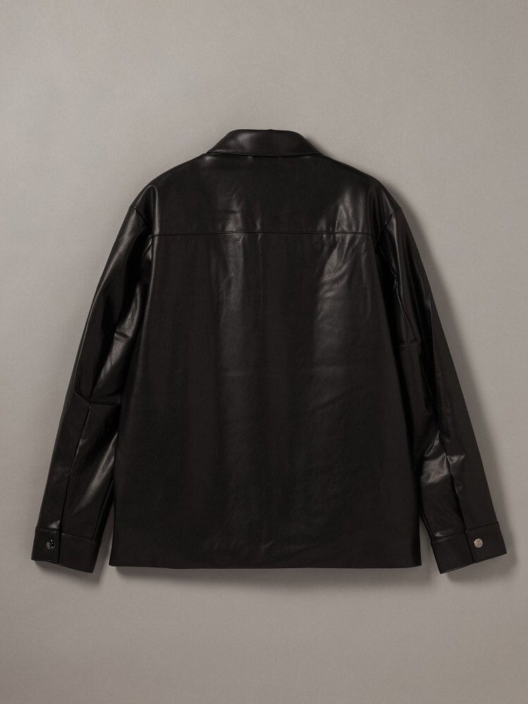 現行　新品 黒 フェイク　レザー　 シャツ 　カルバンクライン　ジーンズ　ロゴ 現行 新品 黒 フェイク レザー シャツ カルバンクライン ジーンズ ロゴ