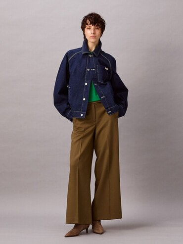 美品【Carven 】カルヴェン　デニムジャケット　インディゴ　レザーラベル38 デニムジャケット - ワーカーデニムジャケット | カルバン・クライン