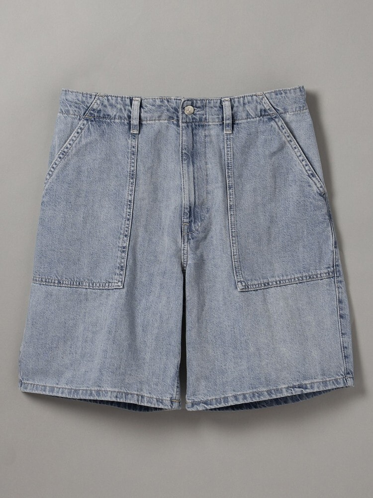 デニムショートパンツ - リネンデニムユーティリティショートパンツ 7
