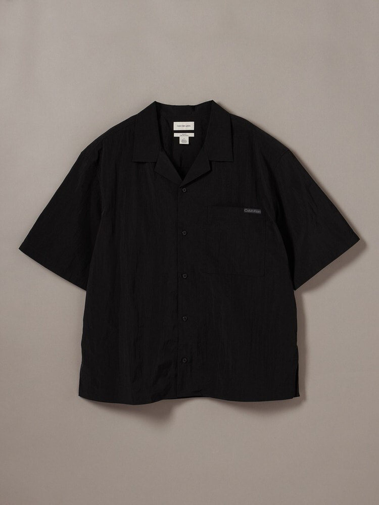 シャツ - ショートスリーブソリッドキャンプカラーシャツ | カルバン