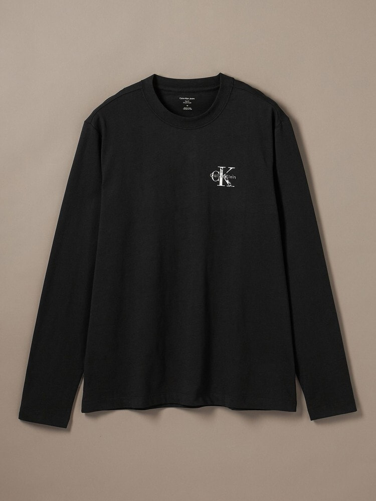 長袖Tシャツ - ディストレスモノグラムバックグラフィックTシャツ
