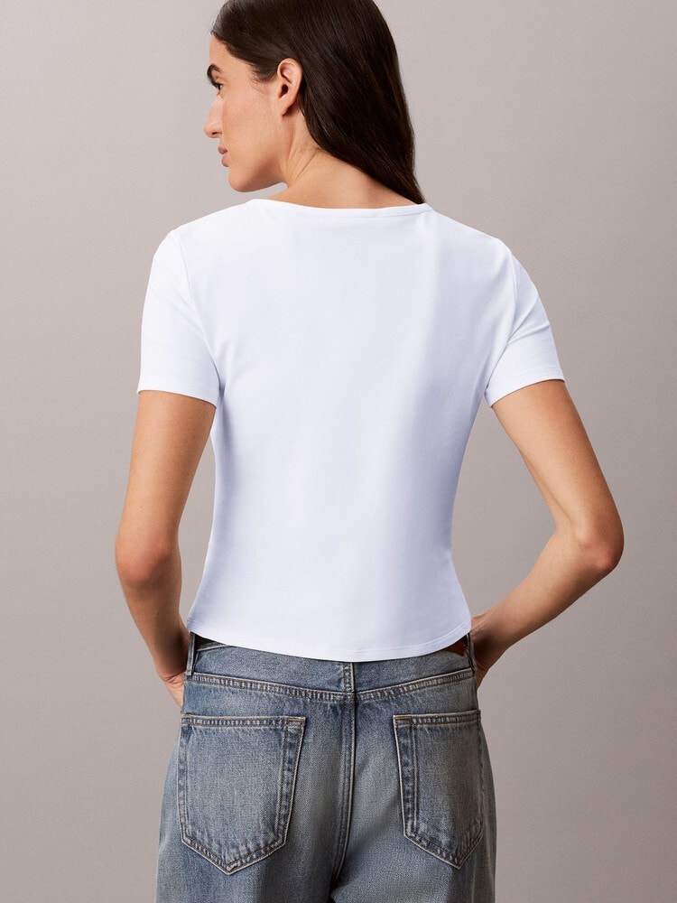 ■■H コットンショートスリーブTシャツ Tシャツ - ショートスリーブコットンストレッチTシャツ | カルバン