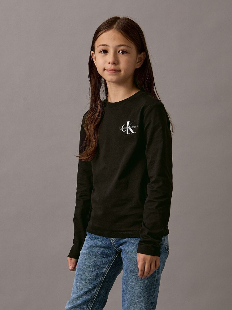 カルバンクラインジーンズ   Jeans CKロゴリブロングスリーブベビーTシャツ J224783 ブラック サイズ：S Calvin Klein tシャツ CKロゴリブロングスリーブベビーTシャツ