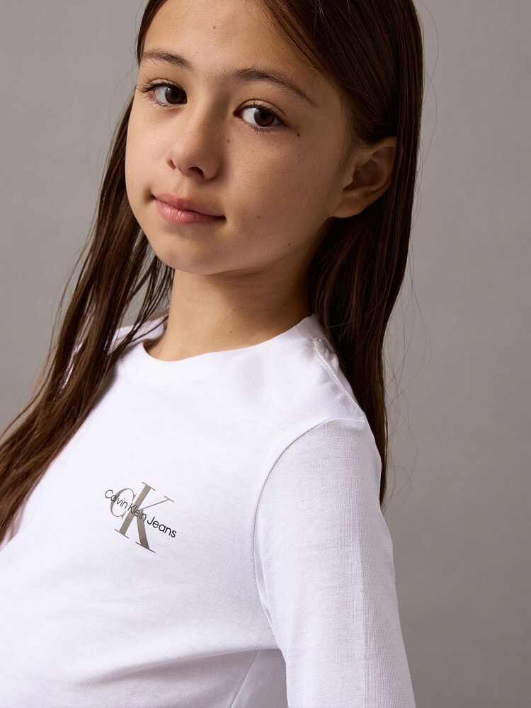 セール】CKロゴリブロングスリーブベビーTシャツ（Tシャツ