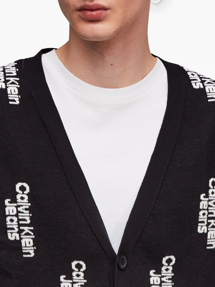 Calvin Klein オールオーバーロゴニットカーディガン袖丈61