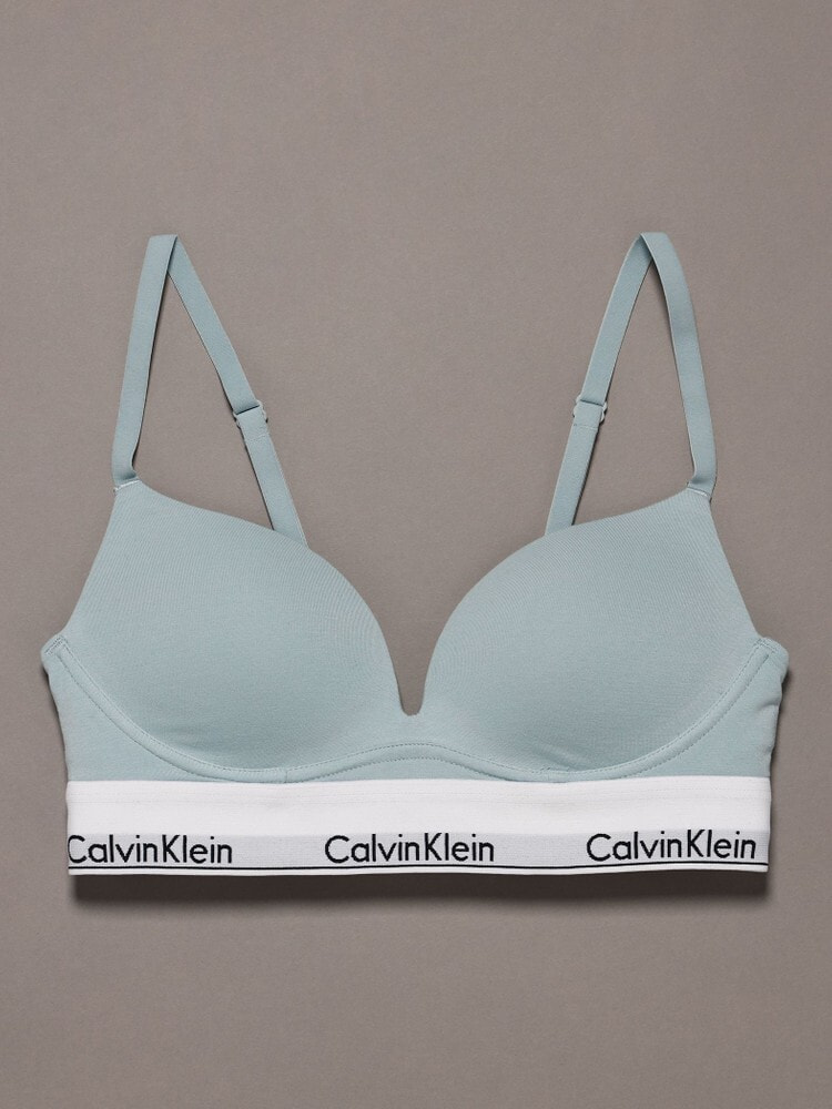   カルバンクラインプッシュアップブラ ホワイト/ブラック Icon Cotton プランジプッシュアップブラ（ブラジャー）｜Calvin