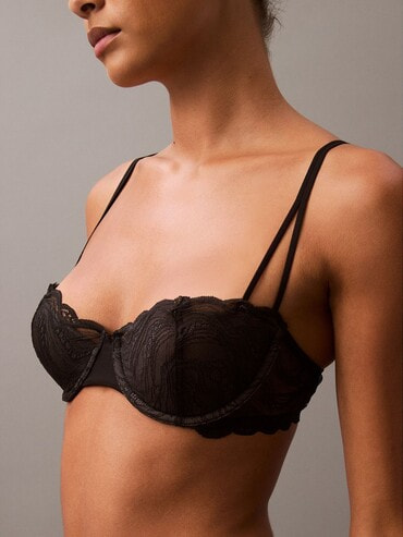 【 】CKブラックフローラルレース バルコネットブラ Intimissimi ブラジャー Floral Romance Asia レース バルコ