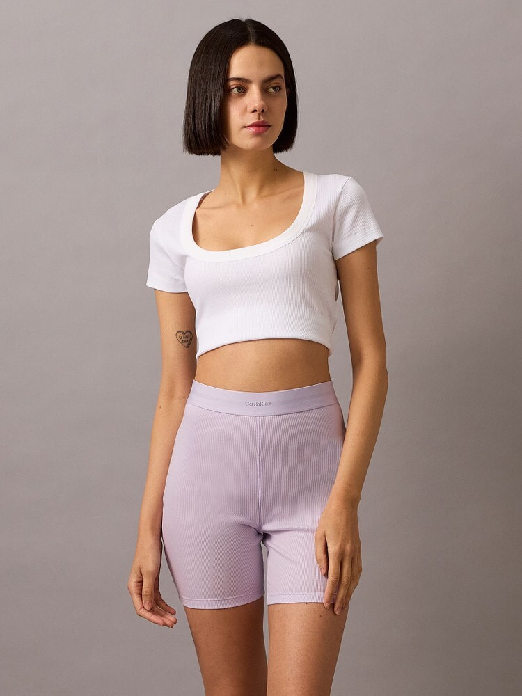 【 】★CK リブバイカーショートパンツ★送料無料★ ショートパンツ - Cotton Stretch Rib リブバイカーショート