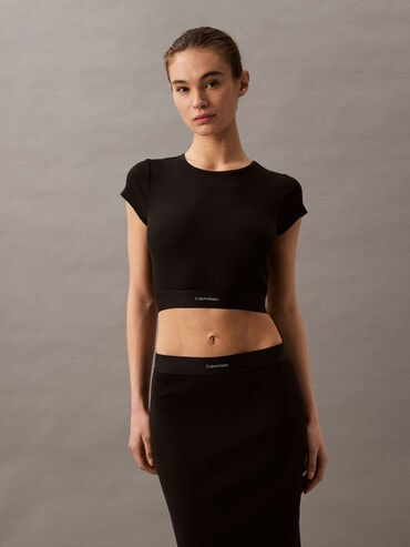 スカート - Cotton Stretch Rib リブスカート[My Calvins10%OFF