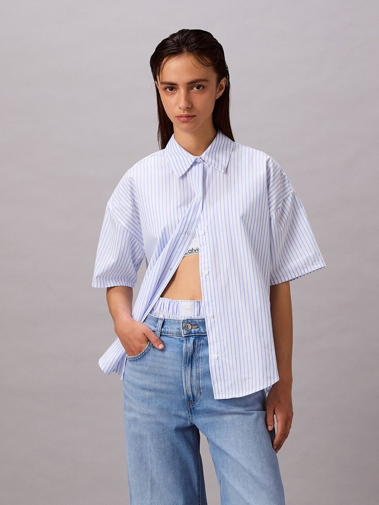 シャツ - Cotton Poplin リラックスポプリンショートスリーブシャツ