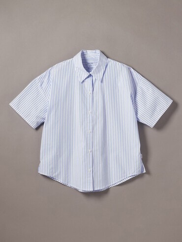 シャツ - Cotton Poplin リラックスポプリンショートスリーブシャツ