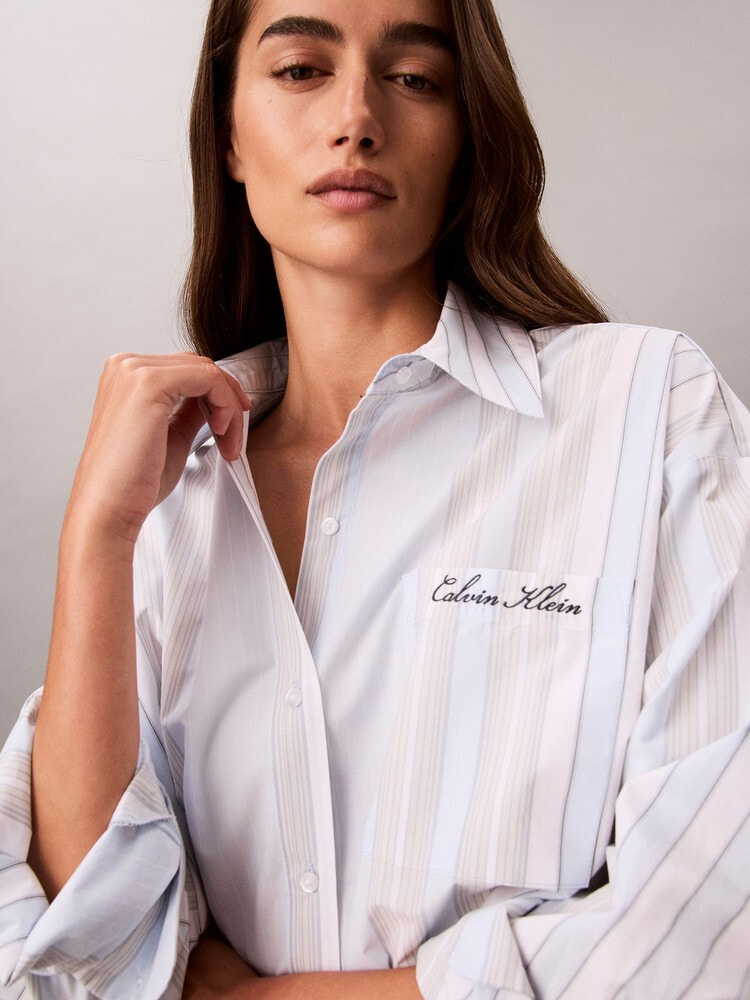 シャツ - Cotton Poplin ストライプロングスリーブシャツ 2