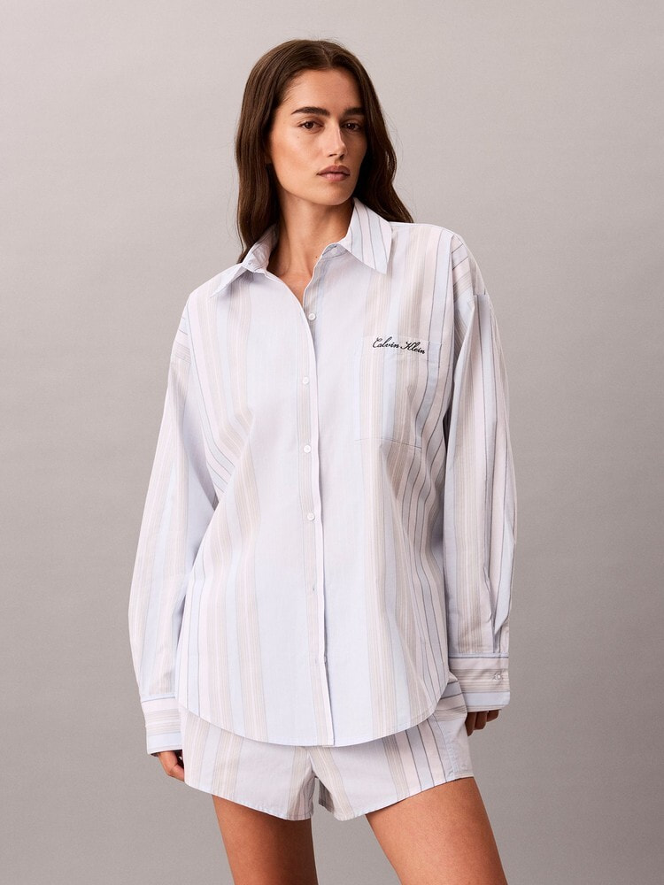 シャツ - Cotton Poplin ストライプロングスリーブシャツ 4