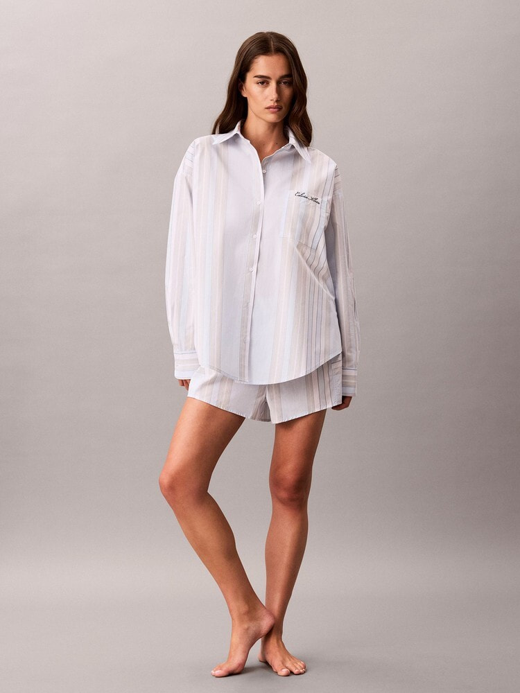 シャツ - Cotton Poplin ストライプロングスリーブシャツ 6