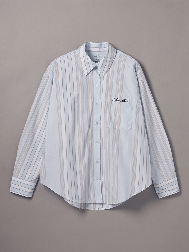 シャツ - Cotton Poplin ストライプロングスリーブシャツ 7