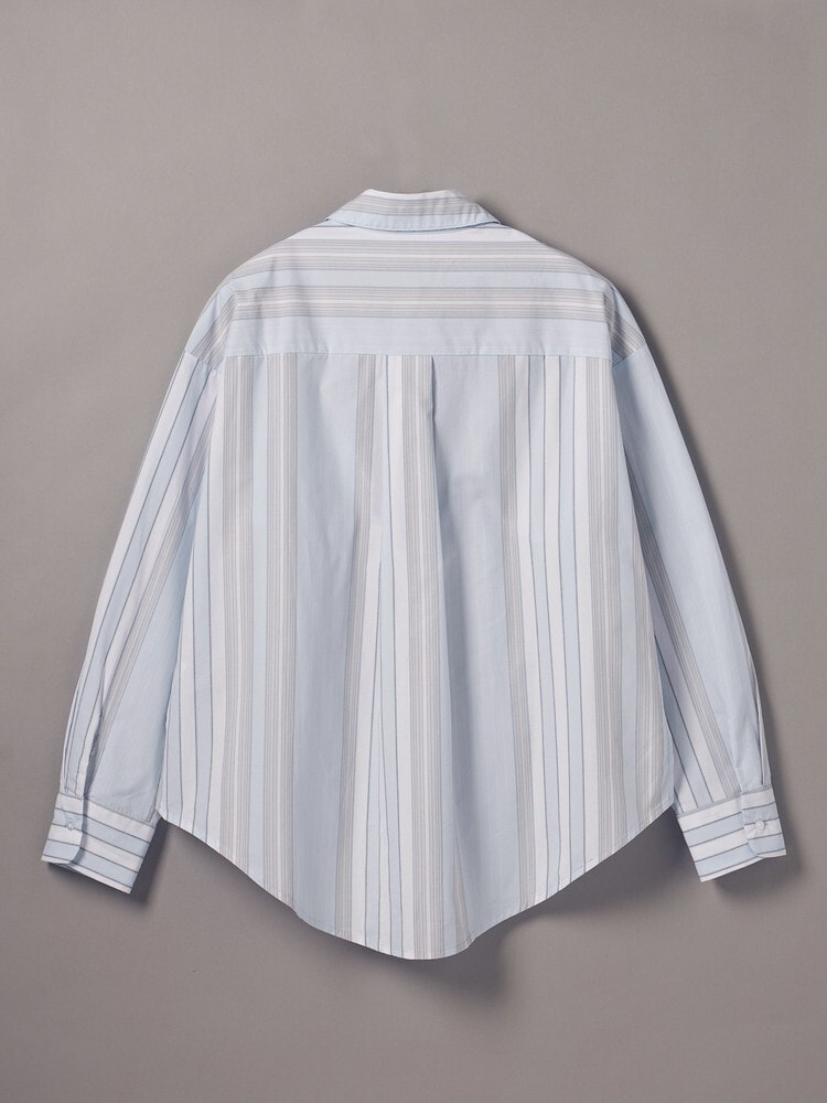 シャツ - Cotton Poplin ストライプロングスリーブシャツ 8