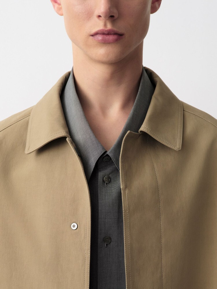 コート - リサイクルナイロンオーバーサイズステンカラーコート