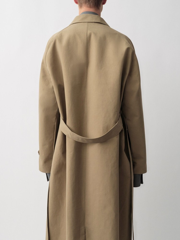 新品 定価63,000円カルバンクライン オンワード製バルマカーンコートM-L茶 コート - リサイクルナイロンオーバーサイズステンカラーコート