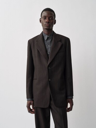 ジャケット - ウールピンストライプテーラードジャケット | カルバン