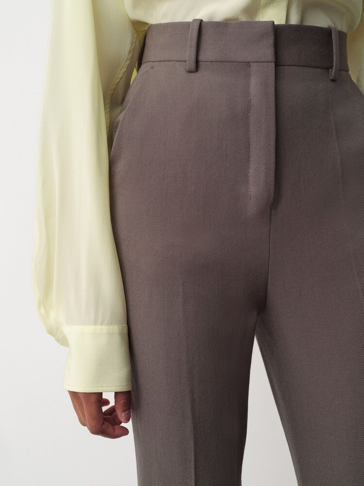 パンツ - ウールツイルハイウエストスリムパンツ 4